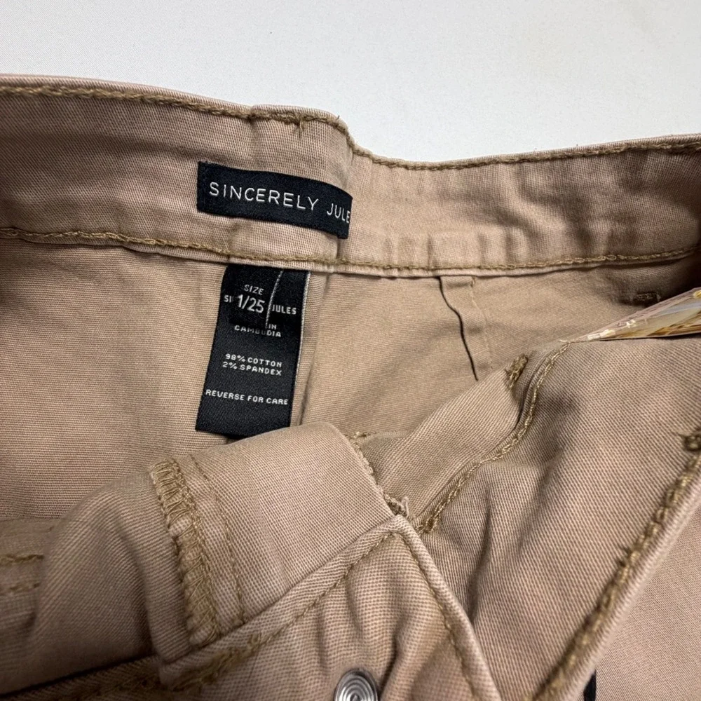 Sincerely Jules High Rise Utility Shorts‎ 25 NWT Taupe Cargo Stretch Casual